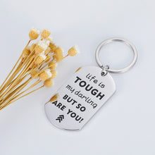 Load image into Gallery viewer, Cancer Surviver Gifts Keychain for Women Inspirational Cancer Awareness Fighter Gift Life is Tough My Darling But So are You for Sisters Best Friends Daughter Recovery Gift for Her