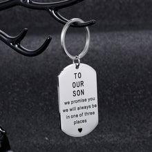 Load image into Gallery viewer, Son from Mom Dad Inspirational Keychain Graduation 2020 Birthday Valentine’s Day for Son Stepson Boy You’re Never Lonely Going Away from Father Mother