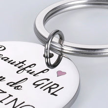 Load image into Gallery viewer, Inspirational Gifts Keychain for Women Daughter Birthday Graduation Encouragement Key Chain for Daughter Best Friends Sisters Beautiful Girl You Can Do Amazing Things Dog Tag for Niece Her Teenage
