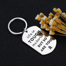 Load image into Gallery viewer, Cancer Surviver Gifts Keychain for Women Inspirational Cancer Awareness Fighter Gift Life is Tough My Darling But So are You for Sisters Best Friends Daughter Recovery Gift for Her