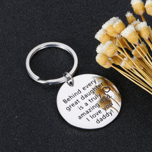 Load image into Gallery viewer, Dad Birthday Gift Keychain for Daddy Step Dad to Be Fathers Day Gifts from Daughter Kids I Love You Daddy Father of The Bride Step Father Figure Wedding Anniversary for Men Him