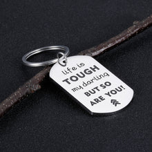 Load image into Gallery viewer, Cancer Surviver Gifts Keychain for Women Inspirational Cancer Awareness Fighter Gift Life is Tough My Darling But So are You for Sisters Best Friends Daughter Recovery Gift for Her