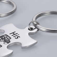 Load image into Gallery viewer, Jeep Lovers Gifts Couple Set Keychain Valentine’s Day Gift for Wife Husband Her Jeep His Jeep Puzzle Key Chain for Girlfriend Boyfriend Birthday Anniversary Wedding New Car Gift for Him Her