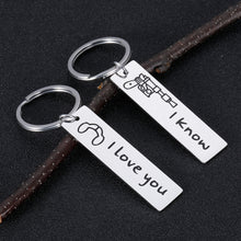 Load image into Gallery viewer, Aizza Couple Gifts for Boyfriend Girlfriend Star Wars Jewelry I Love You I Know Valentine’s Day Keychain Gift for Husband Wife