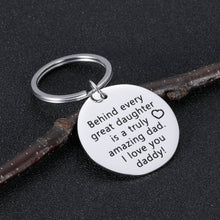 Load image into Gallery viewer, Dad Birthday Gift Keychain for Daddy Step Dad to Be Fathers Day Gifts from Daughter Kids I Love You Daddy Father of The Bride Step Father Figure Wedding Anniversary for Men Him