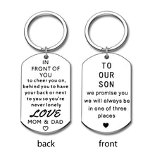 Load image into Gallery viewer, Son from Mom Dad Inspirational Keychain Graduation 2020 Birthday Valentine’s Day for Son Stepson Boy You’re Never Lonely Going Away from Father Mother