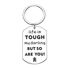 Load image into Gallery viewer, Cancer Surviver Gifts Keychain for Women Inspirational Cancer Awareness Fighter Gift Life is Tough My Darling But So are You for Sisters Best Friends Daughter Recovery Gift for Her