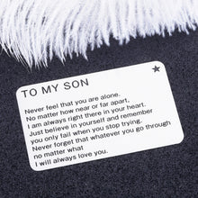 Load image into Gallery viewer, Son Gifts Wallet Card Insert from Mom Dad Inspirational Birthday Graduation Christmas for Teen Boys College Stepson Valentines Day Fathers Day Engraved Metal Wallet Card for Men Adult Him