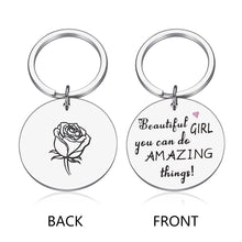 Load image into Gallery viewer, Inspirational Gifts Keychain for Women Daughter Birthday Graduation Encouragement Key Chain for Daughter Best Friends Sisters Beautiful Girl You Can Do Amazing Things Dog Tag for Niece Her Teenage