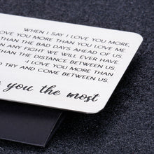 Load image into Gallery viewer, Anniversary Gift Wallet Insert Card for Men Women Valentines Day Birthday Wedding Gift for Husband Boyfriend from Wife Girfriend Couple Engraved Metal Wallet Card Christmas Stocking Stuffer for Him