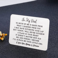 Load image into Gallery viewer, Fathers Day Gifts Wallet Card for Dad from Daughter Engraved Wallet Insert Birthday Wedding Valentine Gift for Father Daddy Stepdad Christmas Metal Wallet Insert Decor for Husband Men from Girl Kids