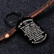 Load image into Gallery viewer, Anniversary Husband Keychain from Wife Birthday Valentine’s Day Present for Hubby Fiance Bridegroom Wedding Xmas Present Husband Fathers Day Couple Keyring Keepsake for Him Men