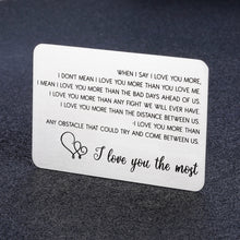 Load image into Gallery viewer, Anniversary Gift Wallet Insert Card for Men Women Valentines Day Birthday Wedding Gift for Husband Boyfriend from Wife Girfriend Couple Engraved Metal Wallet Card Christmas Stocking Stuffer for Him