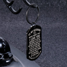 Load image into Gallery viewer, Anniversary Husband Keychain from Wife Birthday Valentine’s Day Present for Hubby Fiance Bridegroom Wedding Xmas Present Husband Fathers Day Couple Keyring Keepsake for Him Men