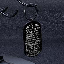 Load image into Gallery viewer, to My Son Gifts from Mom Dad Inspirational Keychain Birthday Graduation Christmas for Boys Men I Love You Key Pendant Back to School Anniversary Wedding Xmas Going Away Present for Him