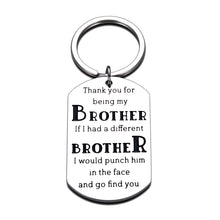 Load image into Gallery viewer, Funny Brother Gift Keychain from Sister Bro Birthday Christmas Graduation Friendship Gift for Big Little Brother in Law Best Friend Wedding Fraternity Keyring for BFF Men Family Present