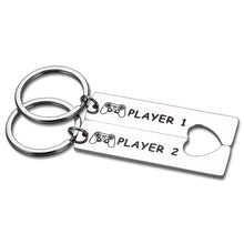 Load image into Gallery viewer, Funny Gamer Couple Gifts Player 1 Player 2 Keychain 2PCS for Boyfriend Girlfriend Valentine Birthday Anniversary Gift for Husband Wife Fiance Matching Christmas Present for Him Her