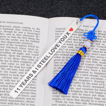 Load image into Gallery viewer, 11 Years Anniversary Valentine Gifts for Husband Wife I Love You Steel Bookmark Wedding Anniversary for Him Her Book Lovers Wifey Couple Christmas Birthday Gift for Hubby Women Men Stocking Stuffer