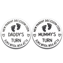 Load image into Gallery viewer, Funny New Mummy Daddy Decision Coin Gifts for Parent First Time Mom to Be Pregnancy New for Women Men Christmas Birthday Mothers Fathers Day Mom Dad Present Double Sided