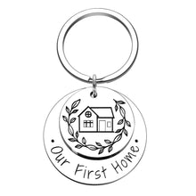 Load image into Gallery viewer, Our First Home Gift Keychain New Home Apartment Housewarming Gift for New Homeowner Couple Friend Family Realtor Closing Moving Home House Keyring Jewelry Presents for Men Women