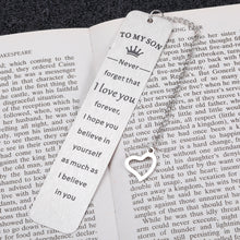 Load image into Gallery viewer, Son Gift from Mom Dad Birthday High School Graduation Bookmark for Son Teen Boy Stepson Inspirational Christmas Back to School Gift for Kid Adult Son in Law Book Lover Love You Gift for Men Him