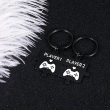 Load image into Gallery viewer, Funny Boyfriend Gift from Girlfriend Gamer Player 1 Player 2 Couple Valentine Matching Keychain for Gamer Birthday Anniversary Christmas 2PCS Gift for Husband Fiance from Wife Fiancee