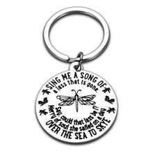Load image into Gallery viewer, Outlander TV Show Gifts Keychain for Men Women Lamie Fraser Lover Outlander Fans Sing Me A Song of A Lass That is Gone Lyrics Dragonfly Keychain Skye Boat Song Dragonfly Lovers Jewelry for Him Her
