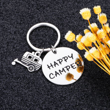 Load image into Gallery viewer, Camper Keychain Gifts for RV Camper Trailer Vacation Happy Camper Gifts for Friends Couples Women Men Camping Lovers Outdoor Present Keepsake Jewelry for Him Her