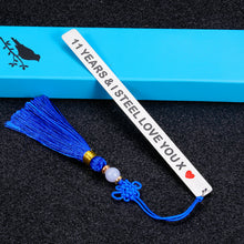 Load image into Gallery viewer, 11 Years Anniversary Valentine Gifts for Husband Wife I Love You Steel Bookmark Wedding Anniversary for Him Her Book Lovers Wifey Couple Christmas Birthday Gift for Hubby Women Men Stocking Stuffer