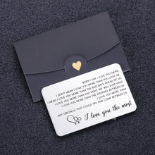 Load image into Gallery viewer, Anniversary Gift Wallet Insert Card for Men Women Valentines Day Birthday Wedding Gift for Husband Boyfriend from Wife Girfriend Couple Engraved Metal Wallet Card Christmas Stocking Stuffer for Him