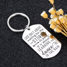 Load image into Gallery viewer, Encouragement Gifts for Daughter Son Motivational Keychain Inspirational Birthday Graduation Gift for Women Men Teenage Girls Boys Life Isn’t About Waiting The Storm Jewelry Charm