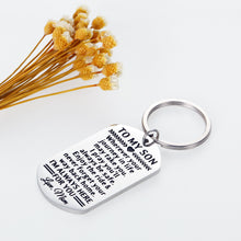 Load image into Gallery viewer, Mom to Son Gifts Keychain Birthday Graduation Christmas Gift Inspirational Wherever Your Journey in Life May Take You I Pray You'll Always Be Safe New Driver Going Away Present for Boys Teens