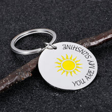 Load image into Gallery viewer, Sunshine Inspirational Keychain for Women Men You Are My Sunshine Birthday Valentine’s Day Gift for Best Friends Boyfriend Girlfriend Couple Jewelry Family Stocking Stuffer for Kids