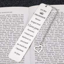 Load image into Gallery viewer, Grandson Gift from Grandma Grandpa Inspirational Bookmark Birthday High School College Graduation Christmas Gift for Grandson Teenager Boys Kids Men Love You Stocking Stuffer from Grandparents Nana