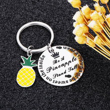 Load image into Gallery viewer, Inspirational Pineapple Keychain for Women Men Birthday Graduation Stand Tall Wear A Crown Be Sweet Motivational present for Daughter Teen Girls Graduates Jewelry Pineapple Stocking Stuffer Charm