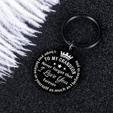 Load image into Gallery viewer, Grandson Gifts Keychain from Grandpa Grandma Graduation Birthday Christmas Inspirational Gift for Teen Boys Kids Men New Driver from Grandparents Stocking Stuffer for Him