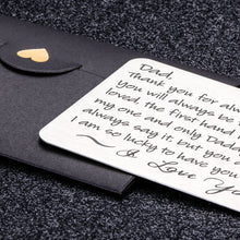 Load image into Gallery viewer, Dad Gifts from Daughter Son Fathers Day Wallet Card Gifts for Daddy Father Metal Wallet Insert Birthday Valentine Christmas Gift for Men Step dad Wedding Anniversary for Husband from Wife