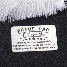 Load image into Gallery viewer, Fathers Day Bonus Dad Gifts Stepdad Gifts Wallet Insert Card for Dad Daddy Gifts from Daughter Son Kids Papa Birthday Metal Wallet Presents Father in Law Gift for Men Him Valentines Day Wedding
