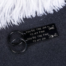 Load image into Gallery viewer, The Office Couple Gifts Keychain Set of 2 for Boyfriend Girlfriend Husband Wife Valentine Birthday Pres Jim and Pam Gift Engagement Wedding Anniversary Christmas TV Show Lover Keyring for Him Her