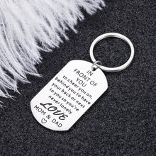 Load image into Gallery viewer, Son from Mom Dad Inspirational Keychain Graduation 2020 Birthday Valentine’s Day for Son Stepson Boy You’re Never Lonely Going Away from Father Mother