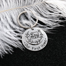 Load image into Gallery viewer, Our First Home Gift Keychain New Home Apartment Housewarming Gift for New Homeowner Couple Friend Family Realtor Closing Moving Home House Keyring Jewelry Presents for Men Women