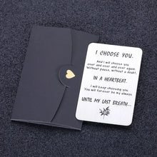 Load image into Gallery viewer, Engraved Couple Wallet Card Valentine Anniversary Gifts for Husband Boyfriend from Wife Girlfriend Birthday Christmas Wedding Engagement Metal Wallet Insert Card for Men Fiance Groom