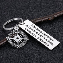 Load image into Gallery viewer, Aunt Gifts Keychain for Auntie from Nephew Birthday Christmas Long Distance the Love Between An Aunt And Her Nephew Knows No Distance Keyring Pendant