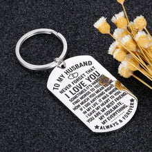 Load image into Gallery viewer, Anniversary Husband Gifts Keychain from Wife Birthday Valentine’s Day Gift for Fiance Bridegroom Hubby My Soulmate My Everything I Love You Wedding Couple Keyring Pendant for Him Men