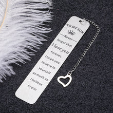 Load image into Gallery viewer, Son Gift from Mom Dad Birthday High School Graduation Bookmark for Son Teen Boy Stepson Inspirational Christmas Back to School Gift for Kid Adult Son in Law Book Lover Love You Gift for Men Him