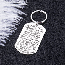 Load image into Gallery viewer, to My Son Gifts from Mom Dad Inspirational Keychain Birthday Graduation Christmas for Boys Men I Love You Key Pendant Back to School Anniversary New Year Going Away Present for Him