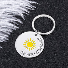 Load image into Gallery viewer, Sunshine Inspirational Keychain for Women Men You Are My Sunshine Birthday Valentine’s Day Gift for Best Friends Boyfriend Girlfriend Couple Jewelry Family Stocking Stuffer for Kids