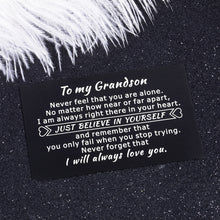 Load image into Gallery viewer, Grandson Gifts Wallet Card Insert from Grandma Grandpa, Valentine Graduation 2021 Birthday Gifts for Teen Boys Teenage Adult Grandson from Grandparents Inspirational Christmas Wallet Card for Him