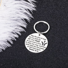 Load image into Gallery viewer, Inspirational Bible Verse Keychain Christian Gift for Women Men Religious Easter Prayer May the God of Hope Fill You with Joy Peace Birthday Christmas Communion Thanksgiving for Him Her Godchildren