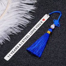 Load image into Gallery viewer, 11 Years Anniversary Valentine Gifts for Husband Wife I Love You Steel Bookmark Wedding Anniversary for Him Her Book Lovers Wifey Couple Christmas Birthday Gift for Hubby Women Men Stocking Stuffer